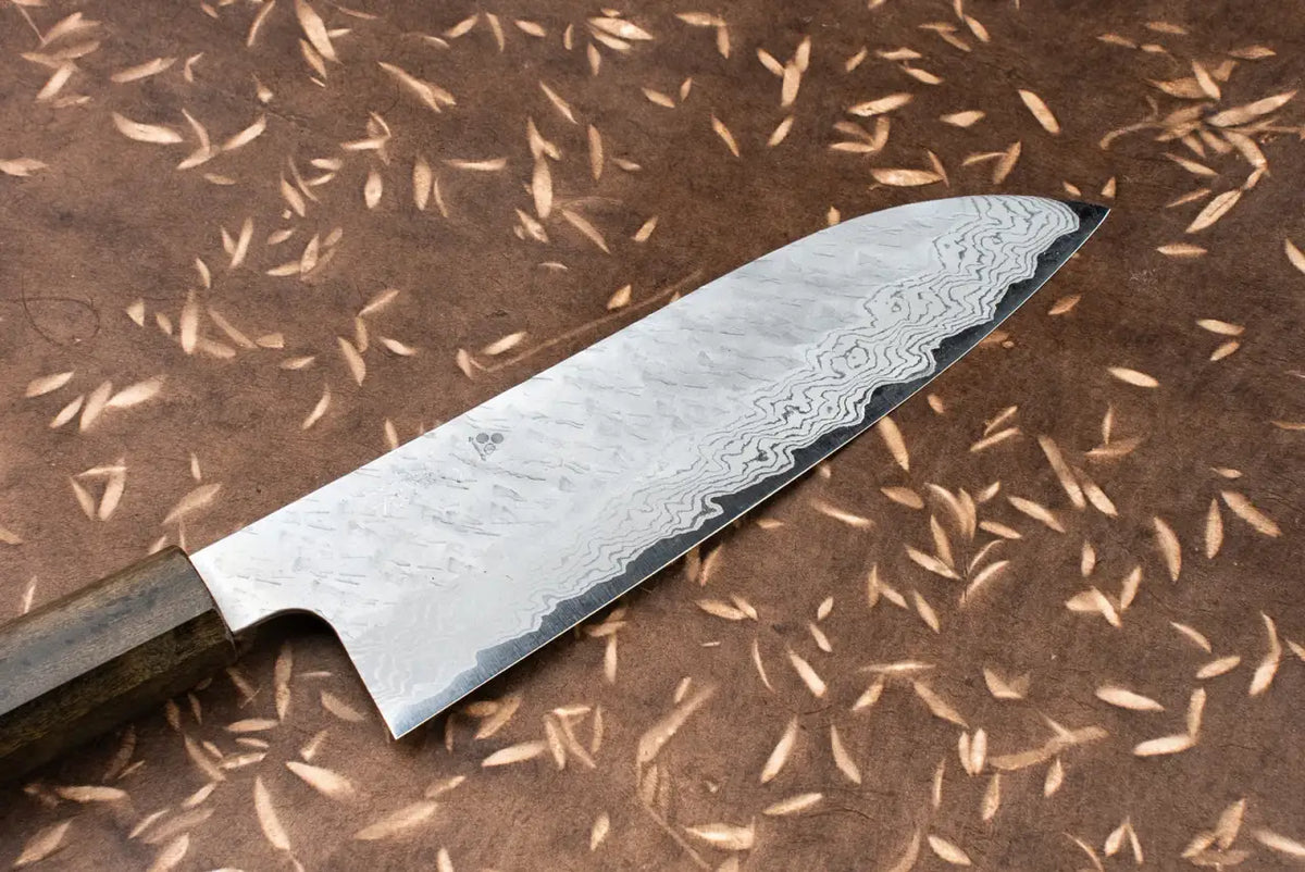 Santoku Knife 180mm in VG10 Tsuchime Damascus for Everyday Slicing, Dicing and Vegetable Preparation