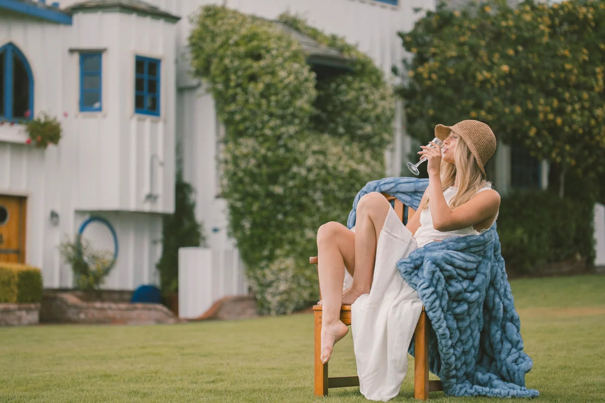 Sapphire Blue Faux Fur Blanket with Stretchy Two-Sided Softness in Five Sizes for Cozy Home Comfort