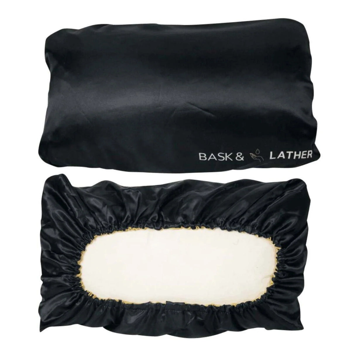 Satin Pillowcase for Standard Size Pillows with Double-Lined Comfort in Black, Royal Blue, or Pink — Black