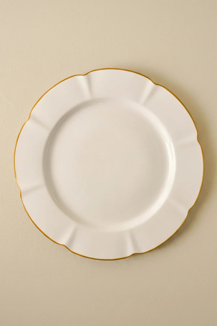 Scalloped Stoneware Dinner Plate with Sun-Kissed Yellow Border for Everyday Table Settings