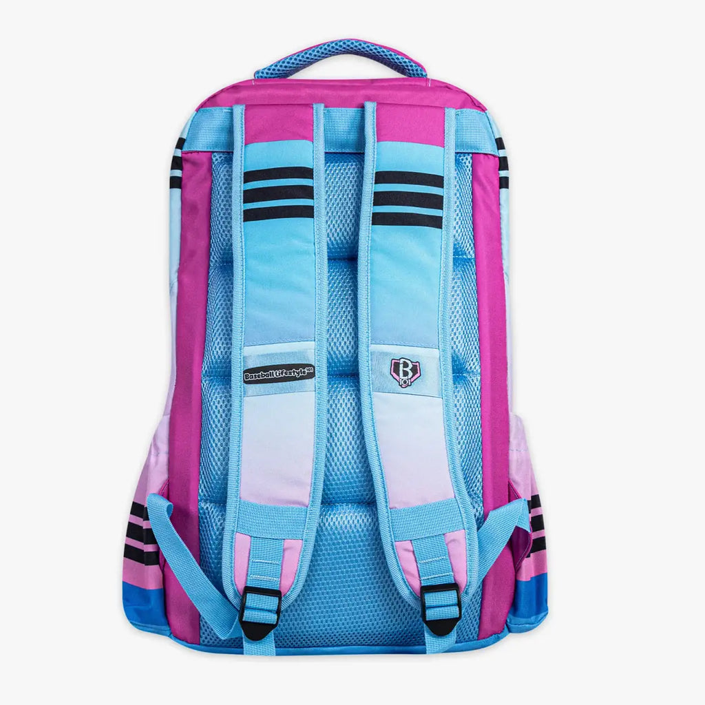 School Backpack in Cotton Candy Gradient with a Padded Laptop Compartment for Class and Game Days