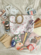 Scrapbook Kit Bundle with Zipper Pouch, Washi Tape, Die Cuts, Stickers, Gel Pens and Envelopes
