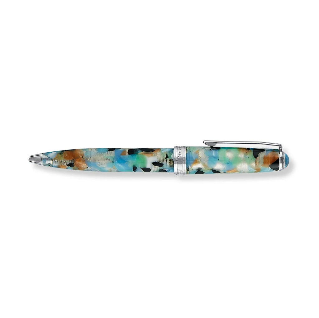 Sea Glass Resin Writing Pen with Chrome Trim, Available in Ballpoint or Rollerball for Everyday Notes — Ballpoint