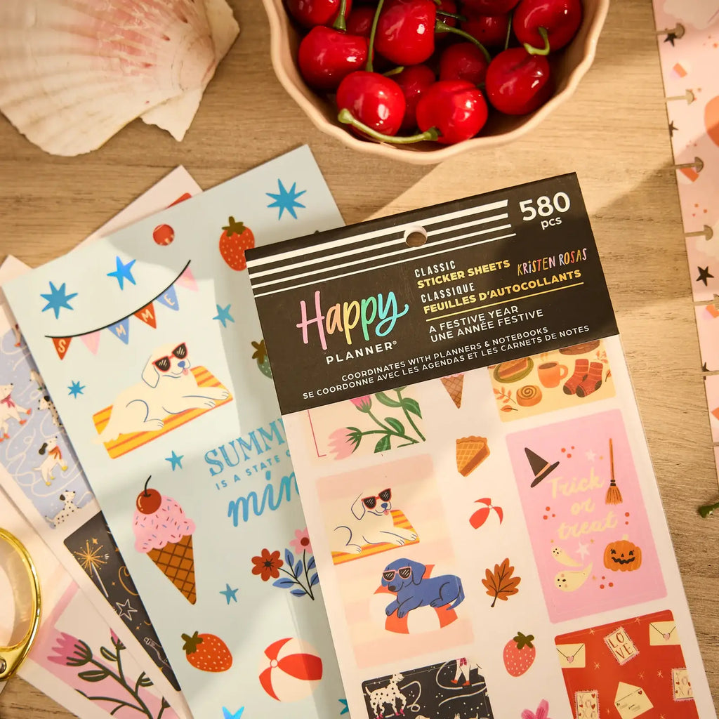 Seasonal Planner Stickers, 30 Sheets of Decorative Artwork and Functional Labels for Journaling