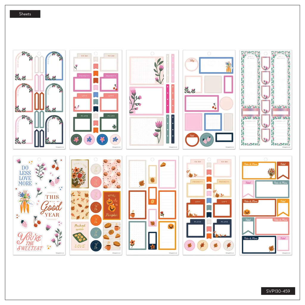 Seasonal Planner Stickers, 30 Sheets of Decorative Artwork and Functional Labels for Journaling