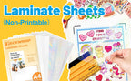 Self-Adhesive Laminating Sheets, A4 30-Pack in Clear, Glitter and Holographic Finishes for Stickers and Crafts