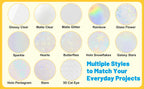 Self-Adhesive Laminating Sheets, A4 30-Pack in Clear, Glitter and Holographic Finishes for Stickers and Crafts