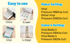 Self-Adhesive Laminating Sheets, A4 30-Pack in Clear, Glitter and Holographic Finishes for Stickers and Crafts