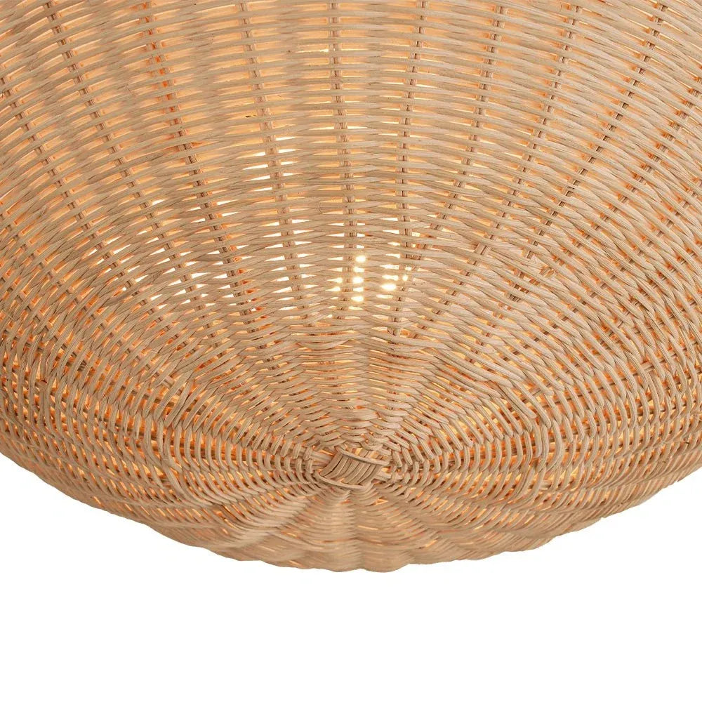 Semi Flush Mount Ceiling Light with a Scalloped Tulip Rattan Shade and Two E26 Sockets for Indoor Spaces
