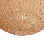 Semi Flush Mount Ceiling Light with a Scalloped Tulip Rattan Shade and Two E26 Sockets for Indoor Spaces