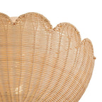 Semi Flush Mount Ceiling Light with a Scalloped Tulip Rattan Shade and Two E26 Sockets for Indoor Spaces