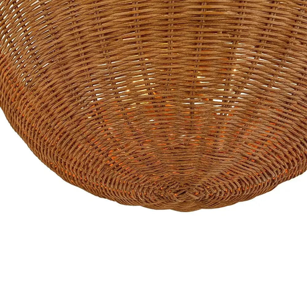 Semi Flush Mount Ceiling Light with a Scalloped Tulip Rattan Shade and Two E26 Sockets for Indoor Spaces