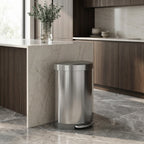 Semi-Round Stainless Steel Step Trash Can
