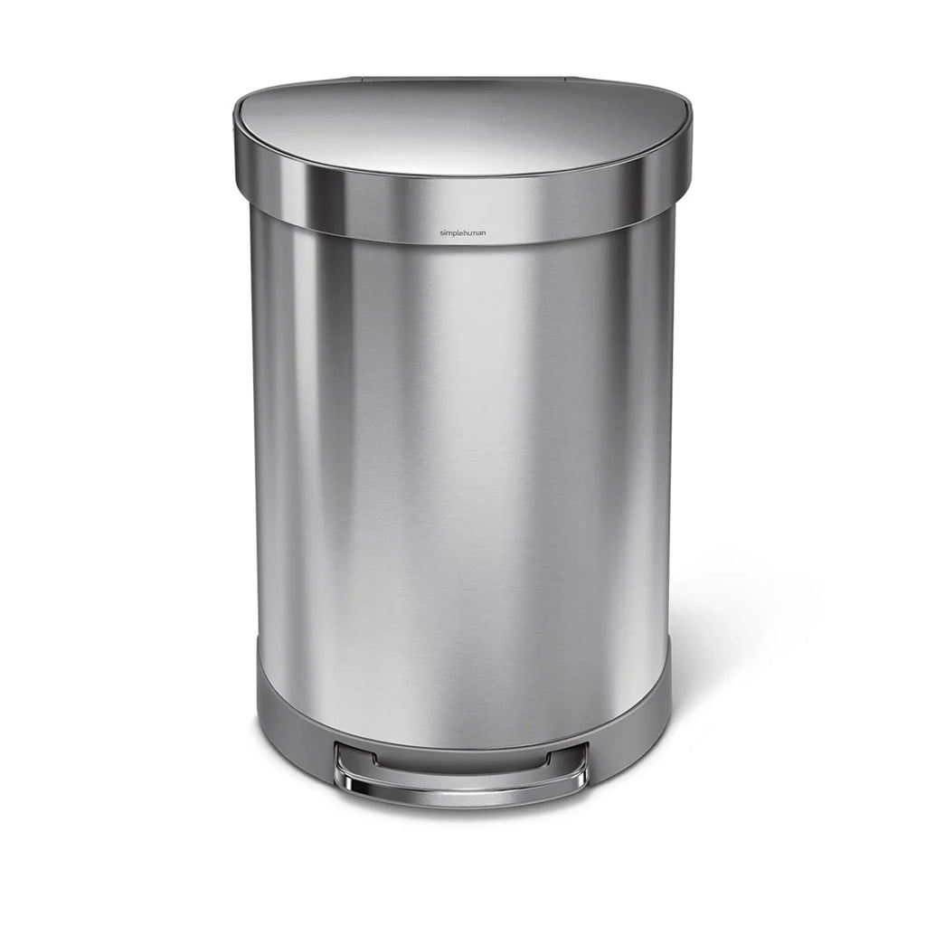 Semi-Round Stainless Steel Step Trash Can