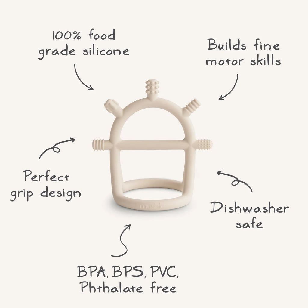 Sensory Baby Teether with an Easy-to-Grip Interior Handle and Textured Food Grade Silicone Surfaces