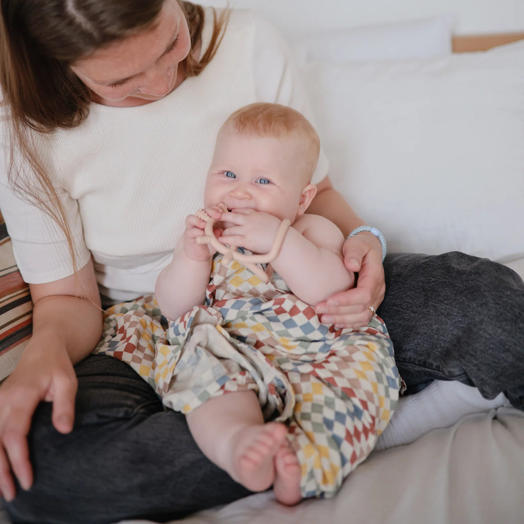 Sensory Baby Teether with an Easy-to-Grip Interior Handle and Textured Food Grade Silicone Surfaces