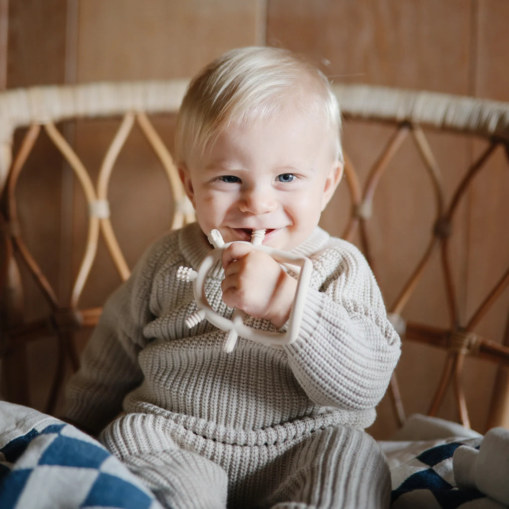 Sensory Baby Teether with an Easy-to-Grip Interior Handle and Textured Food Grade Silicone Surfaces