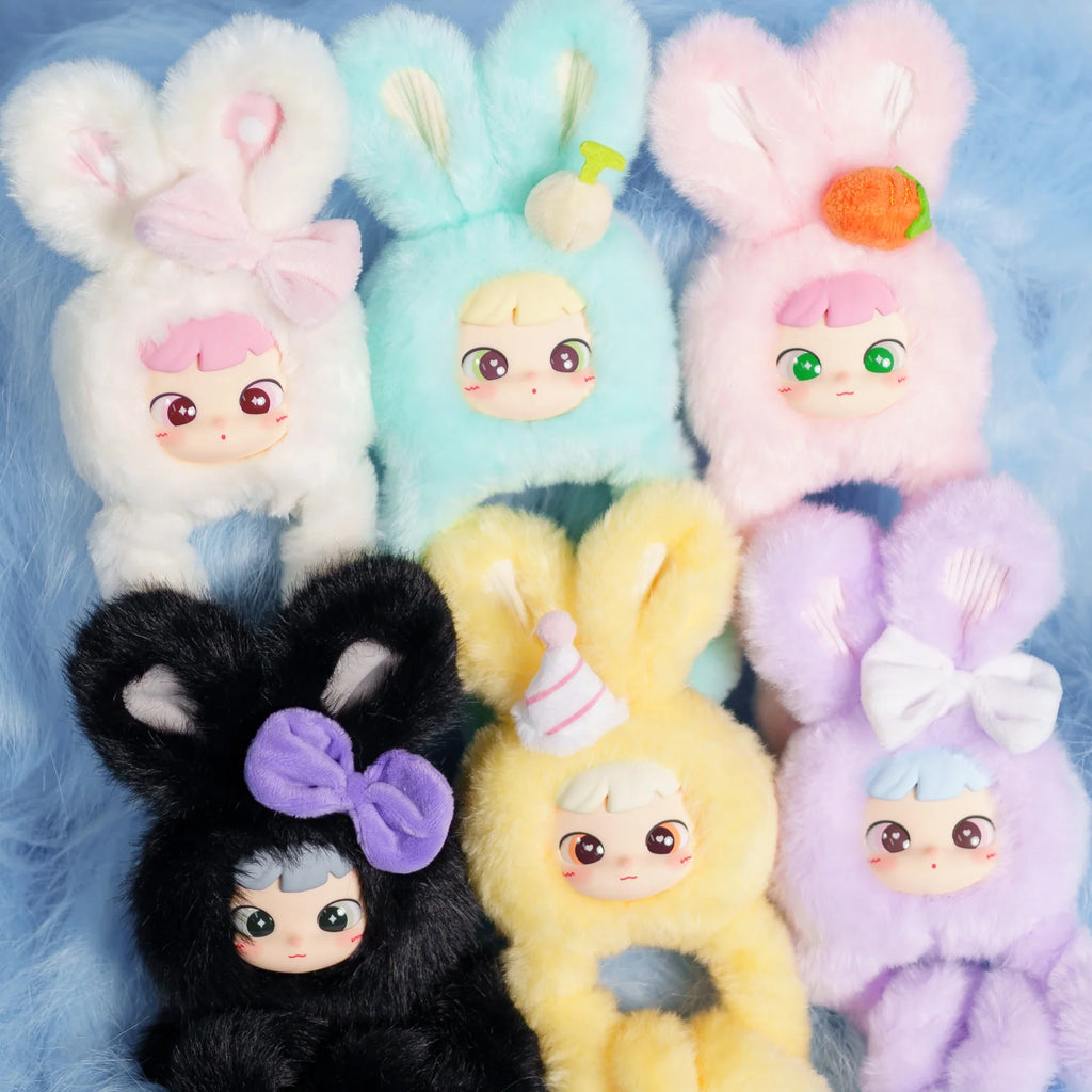 Sensory Fidget Plush Pendant with Twistable Tangle Design, Collectible Bunny Characters and Clip-On Keychain Style