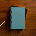 Sermon Notes Journal with Guided Prompts, Lay-Flat Spiral Binding, Ribbon Marker and Teal Linen-Wrapped Cover