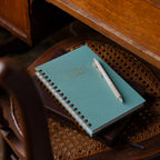 Sermon Notes Journal with Guided Prompts, Lay-Flat Spiral Binding, Ribbon Marker and Teal Linen-Wrapped Cover