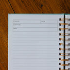 Sermon Notes Journal with Guided Prompts, Lay-Flat Spiral Binding, Ribbon Marker and Teal Linen-Wrapped Cover