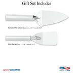Serving Utensil Gift Set with a Mini Server and Serrated Pie Server, Two Stainless Steel Pieces in a Gift Box