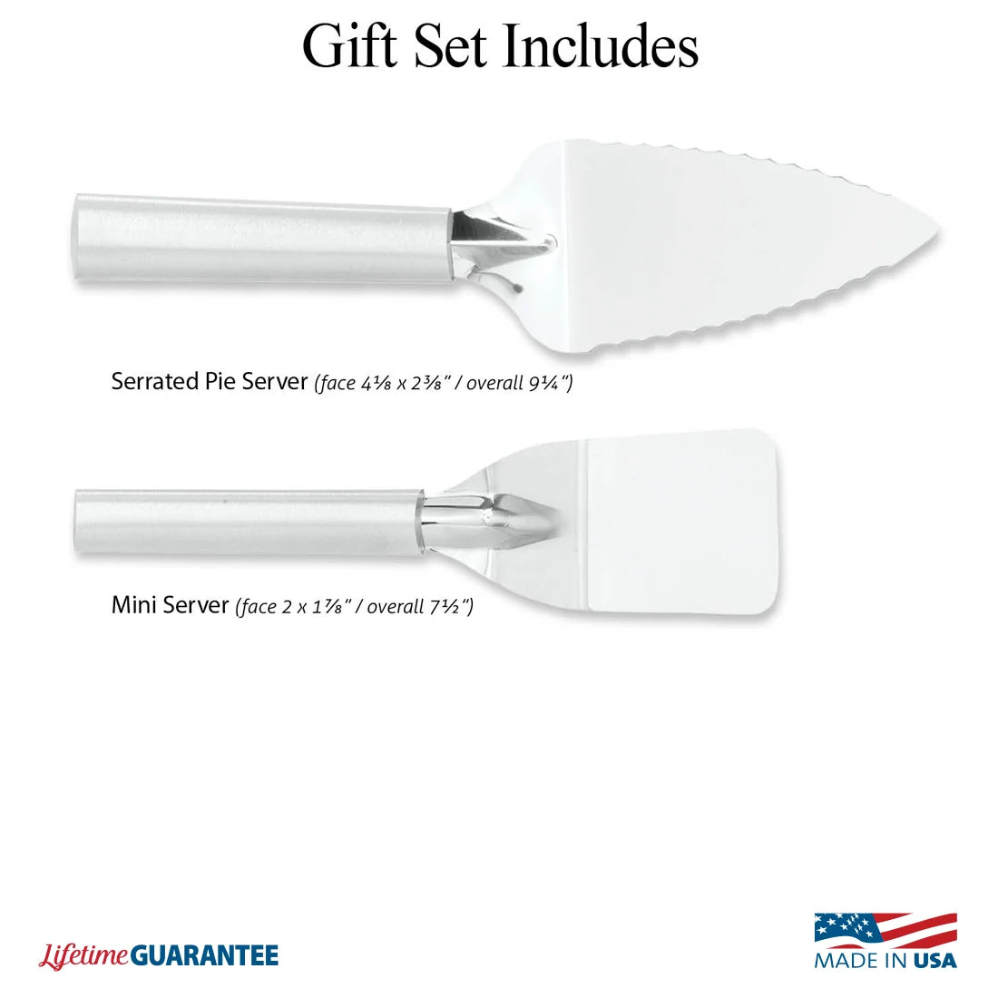 Serving Utensil Gift Set with a Mini Server and Serrated Pie Server, Two Stainless Steel Pieces in a Gift Box