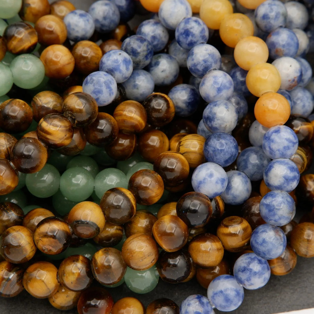 Seven Chakra Natural Stone Beads, Smooth Round 6mm, 8mm or 10mm