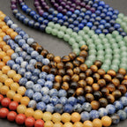 Seven Chakra Natural Stone Beads, Smooth Round 6mm, 8mm or 10mm