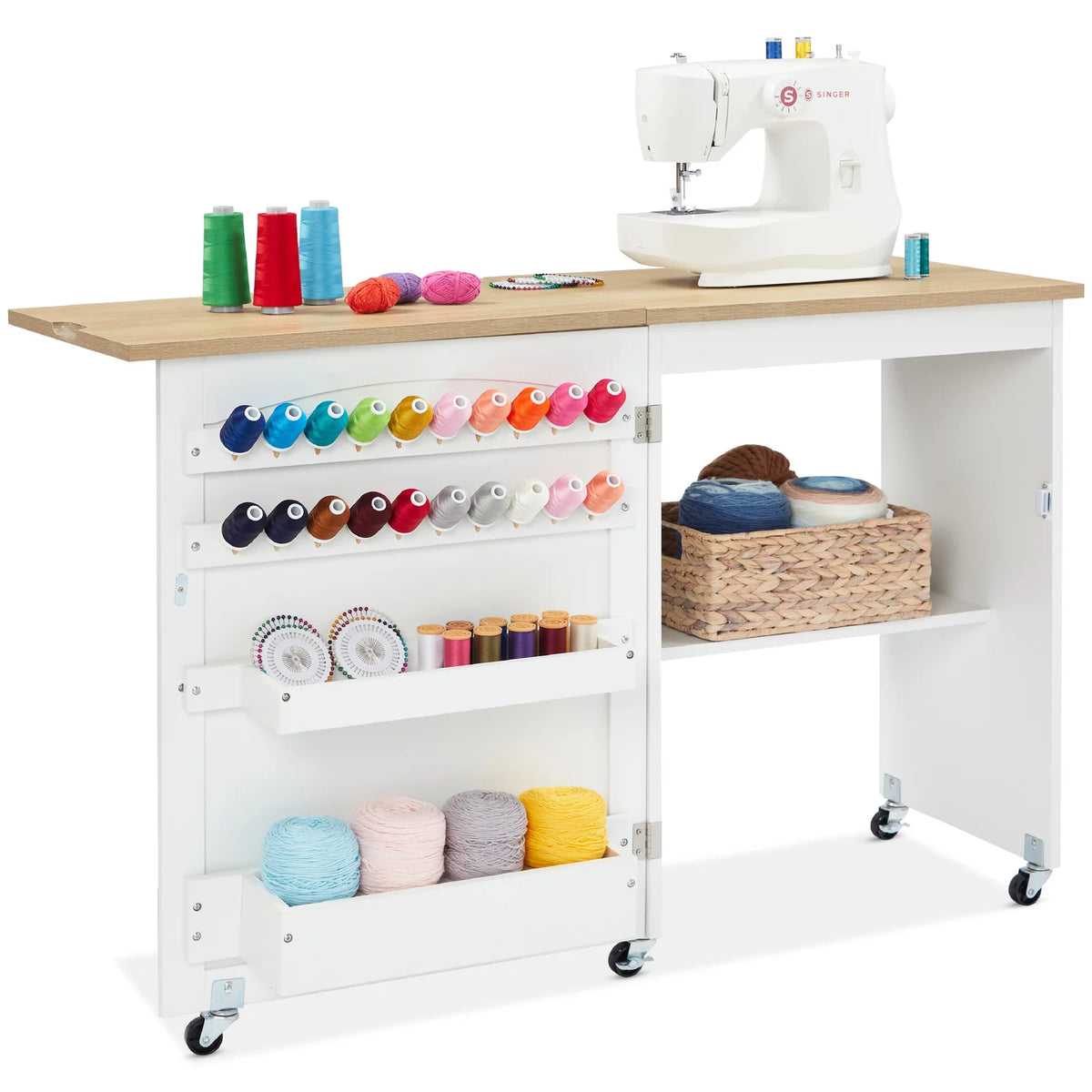 Sewing Table, Natural/White