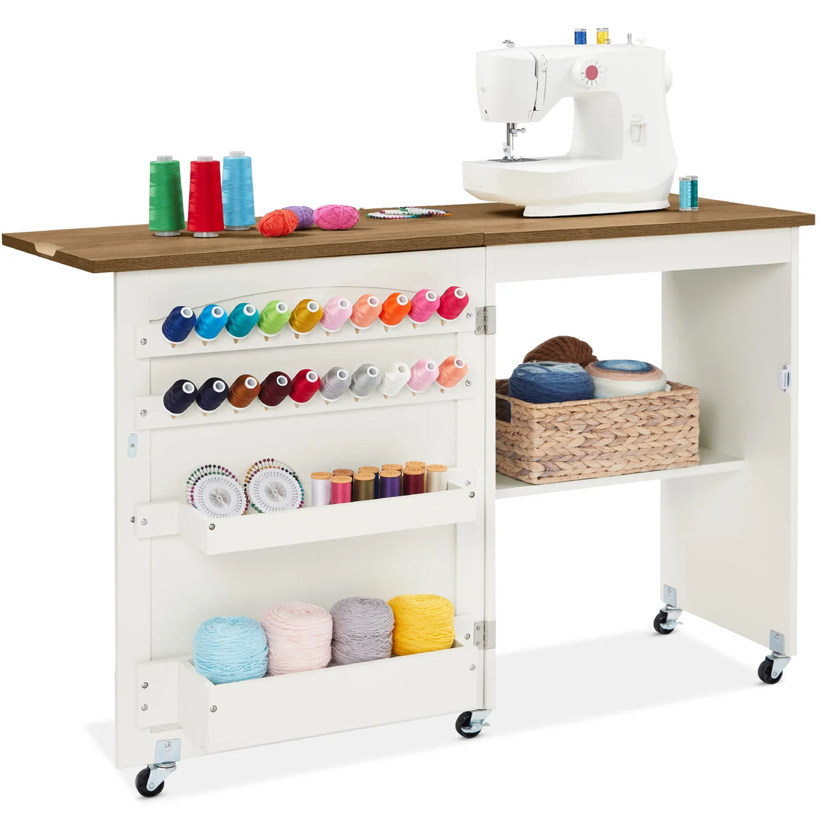 Sewing Table, Walnut / Cream