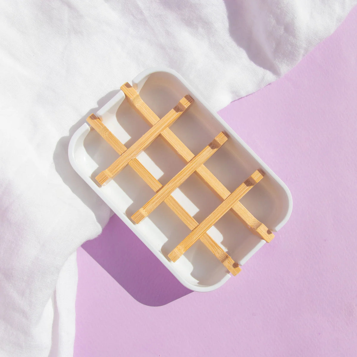 Shampoo and Conditioner Bar Tray with Removable Bamboo Fibre Rack for Moisture Draining Storage