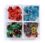 Sharp Edge Polyhedral Dice Set with Hand-Poured Resin Designs for Tabletop Role-Playing Games