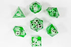 Sharp Edge Polyhedral Dice Set with Hand-Poured Resin Designs for Tabletop Role-Playing Games