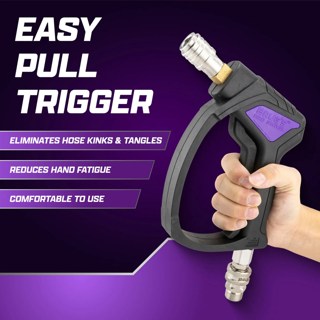 Short Pressure Washer Gun with a 360° Swivel Inlet and Easy-Pull Trigger for Car Detailing and Outdoor Cleaning