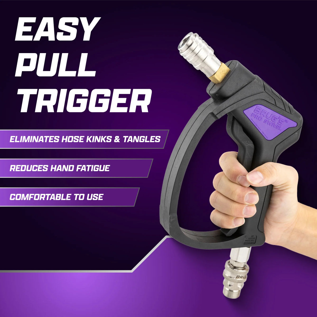 Short Pressure Washer Gun with a 360° Swivel Inlet and Easy-Pull Trigger for Car Detailing and Outdoor Cleaning