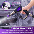 Short Pressure Washer Gun with a 360° Swivel Inlet and Easy-Pull Trigger for Car Detailing and Outdoor Cleaning
