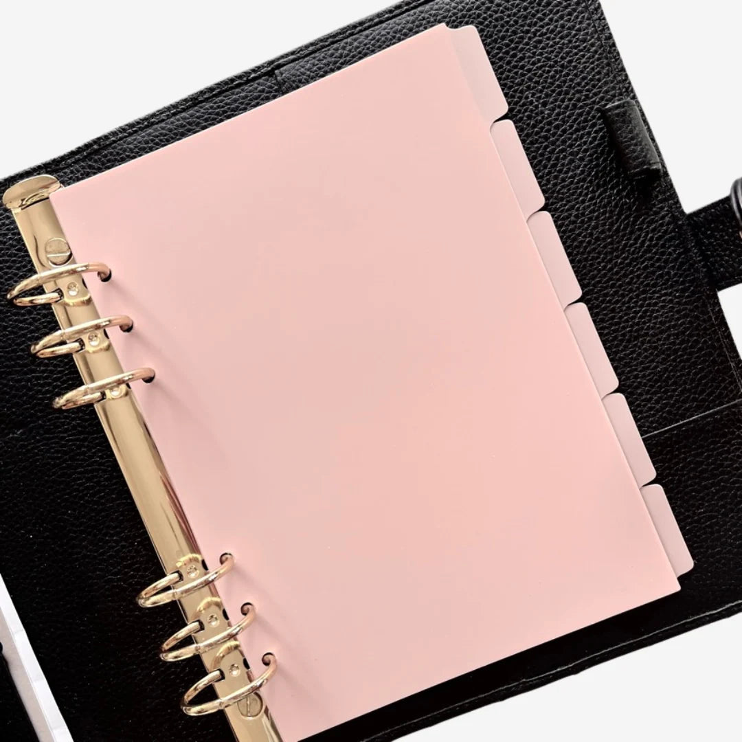 Side Tab Planner Dividers in Opaque Plastic, Strawberry Milk Tone and Subtle Sheen for Defined Sections