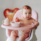 Silicone Baby Feeding Gift Set in Ether/Sky Blue with a Suction Bowl and Lidded Plate for First Meals