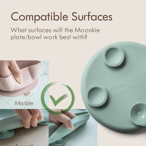 Silicone Baby Feeding Gift Set in Ether/Sky Blue with a Suction Bowl and Lidded Plate for First Meals