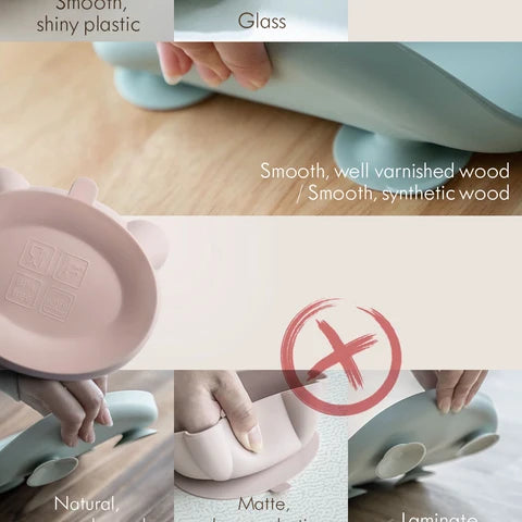 Silicone Baby Feeding Gift Set in Ether/Sky Blue with a Suction Bowl and Lidded Plate for First Meals