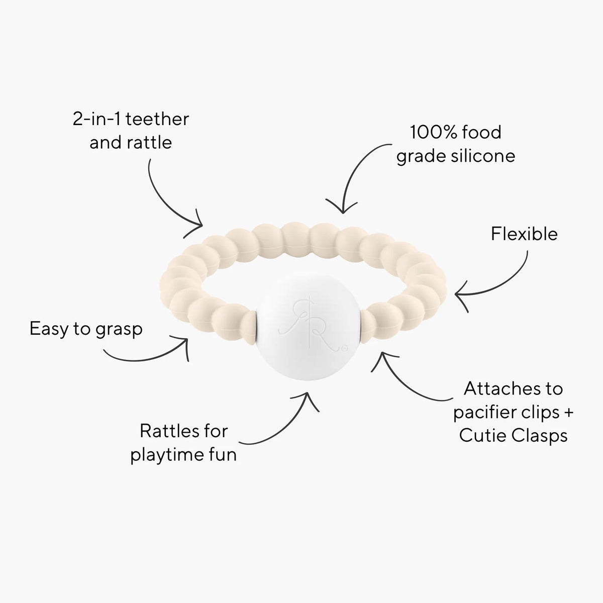 Silicone Baby Teether Rattle 3-Pack in Multiple Colors for Teething and Early Sensory Play