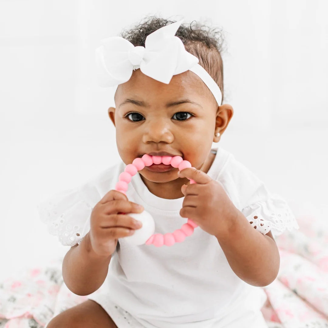 Silicone Baby Teether Rattle 3-Pack in Multiple Colors for Teething and Early Sensory Play