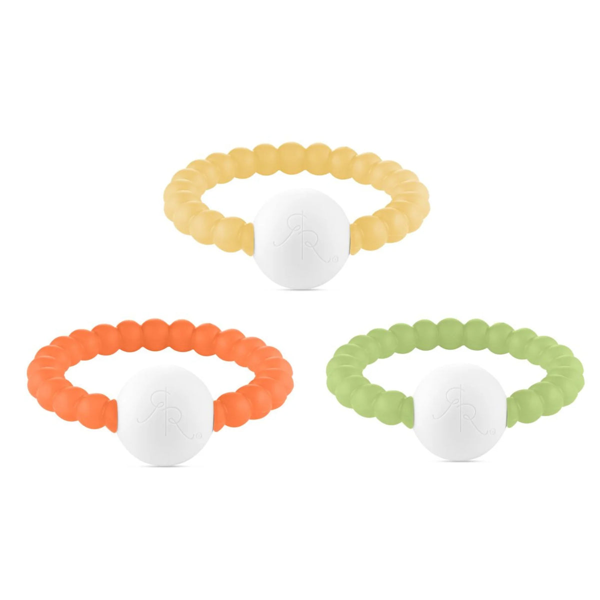 Silicone Baby Teether Rattle 3-Pack in Multiple Colors for Teething and Early Sensory Play — 3 Pack Dandy Clear