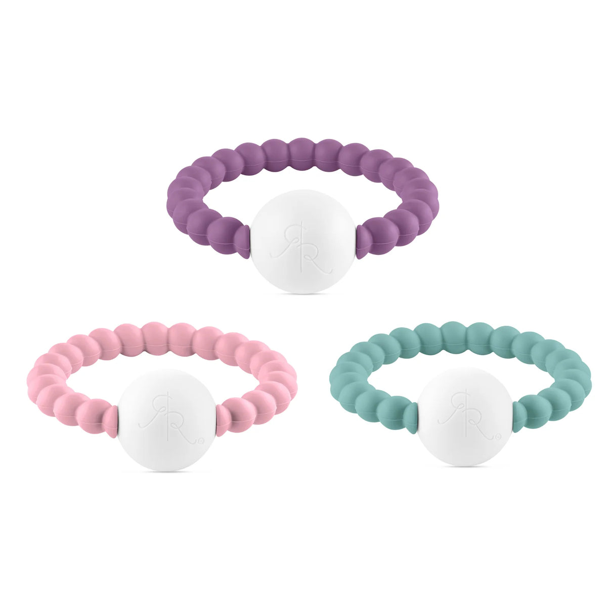 Silicone Baby Teether Rattle 3-Pack in Multiple Colors for Teething and Early Sensory Play — 3 Pack Jam