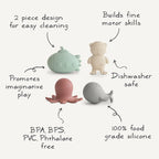 Silicone Bath Play Set with Toys That Open for Easy Cleaning and Fast Drying After Water Play