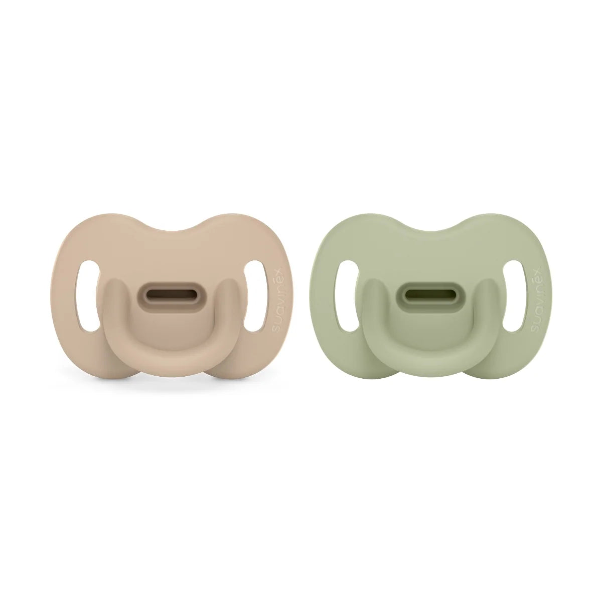 Silicone Pacifier 2 Pack with a Reversible Physiological Nipple — Irish cream / Green / 0-6mo / Irish cream / Green / 6-18mo