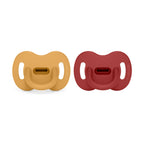 Silicone Pacifier 2 Pack with a Reversible Physiological Nipple and Soft Sin — Honey / Chili / 0-6mo / Honey / Chili / 6-18mo