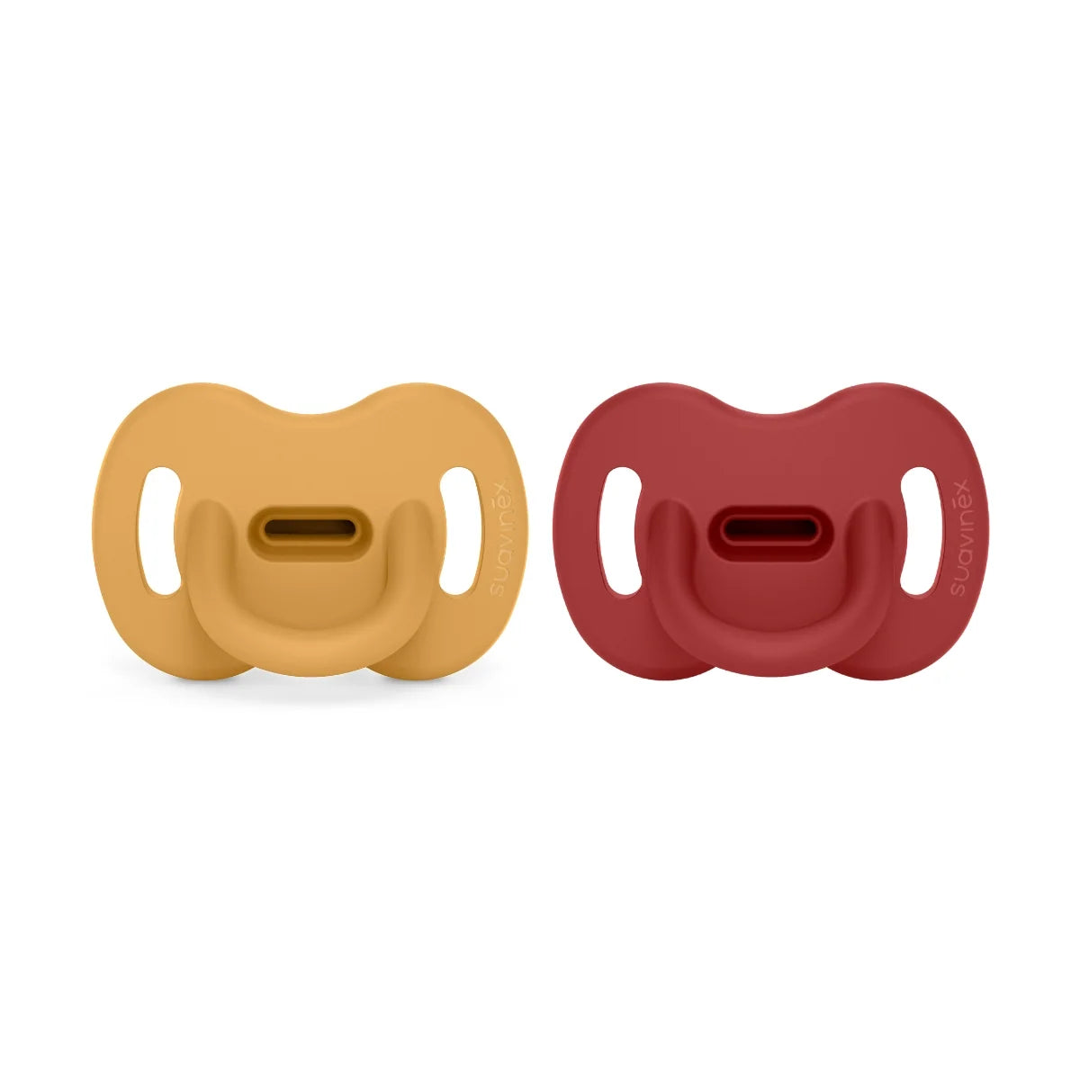 Silicone Pacifier 2 Pack with a Reversible Physiological Nipple and Soft Sin — Honey / Chili / 0-6mo / Honey / Chili / 6-18mo