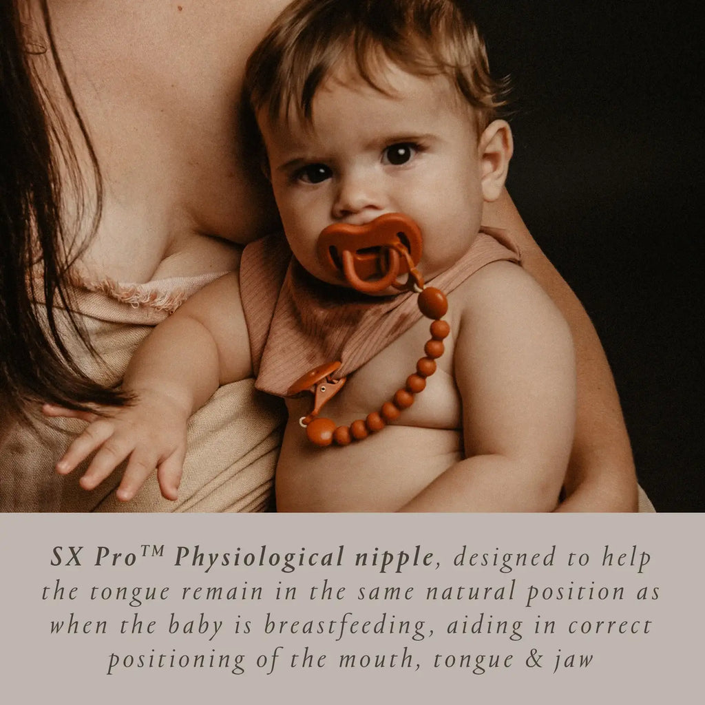 Silicone Pacifier 2 Pack with a Reversible Physiological Nipple and Soft Single-Piece Construction